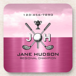 Elegante Vrouwen Custom Golf Monogram Ontwerp Bier Onderzetter