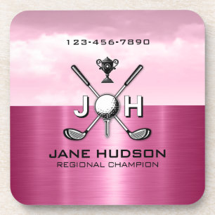Elegante Vrouwen Custom Golf Monogram Ontwerp Bier Onderzetter