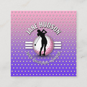 Elegante Vrouwen Golfer Monogram Ontwerp Vierkante Visitekaartje