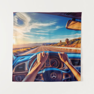 Elegante vrouwen in klassieke auto's wandkleed
