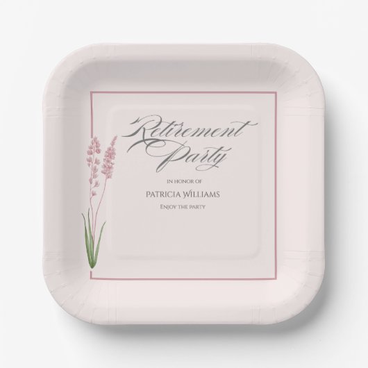 Elegante Vrouwen Pastel Wildflower Retirement Part Papieren Bordje (Voorkant)
