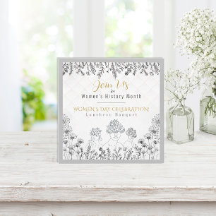 Elegante vrouwendag geschiedenis viering wit kaart