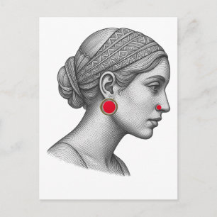 Elegante vrouwenportret met rode accenten briefkaart