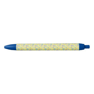 Elegante vulpen met wilde bloemengele inkt zwarte inkt pen