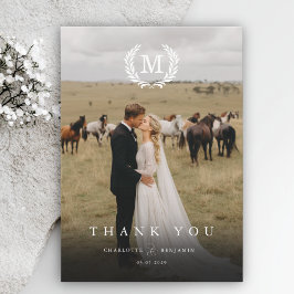 Elegante Wapenschild Monogram 2 Foto Dankjewelkaar Bedankkaart