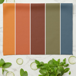 Elegante warme herfstkleuren strepenpatroon theedoek