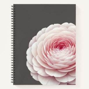 Elegante warme houtskoolroze bloemige botanische notitieboek