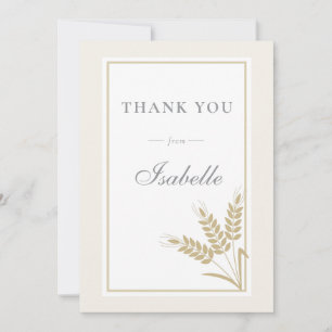 Elegante warme linnen tarwe baby shower bedankkaart