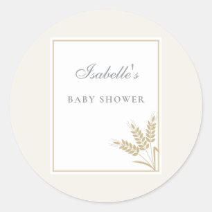 Elegante warme linnen tarwe baby shower ronde sticker