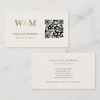 Elegante Warme Taupe QR Code Logo Sjabloon Visitekaartje