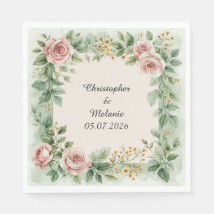 Elegante Watercolor Bloem Frame Servet