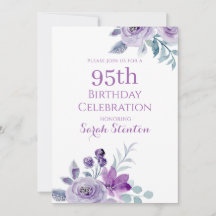 Elegante Watercolor Bloemen 95e Verjaardag
