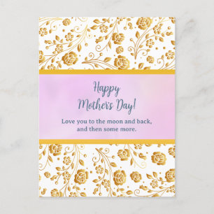 Elegante Watercolor Bloemen voor Gelukkige Moederd Uitnodiging Briefkaart