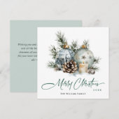 Elegante Watercolor Boho Kerst Ornament Feestdagenkaart (Voorkant / Achterkant)