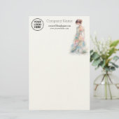 Elegante Watercolor Couture Bruidsmodeontwerper Briefpapier (Staand voorkant)