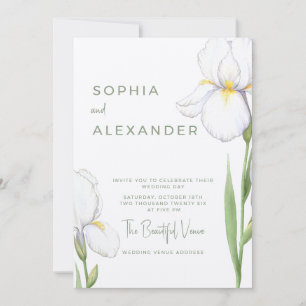 Elegante Watercolor Iris Bruiloft Uitnodiging