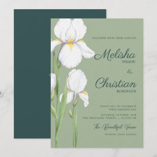 Elegante Watercolor Iris Bruiloft Uitnodiging