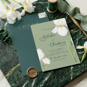 Elegante Watercolor Iris Bruiloft Uitnodiging