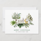 Elegante Watercolor Kerst Boho Compositie Feestdagenkaart (Voorkant)