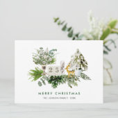 Elegante Watercolor Kerst Boho Compositie Feestdagenkaart (Staand voorkant)
