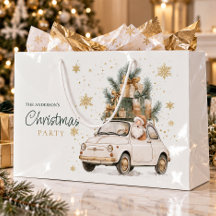 Elegante Watercolor Kerstman Auto Sneeuw Kerstfees