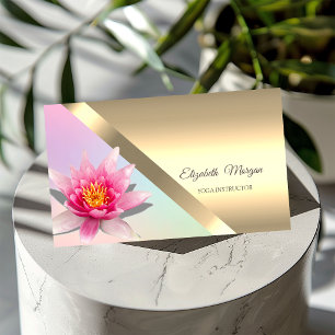 Elegante Watercolor Lotus Bloem Yoga Instructeur Visitekaartje