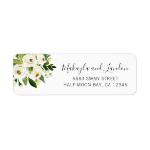 Elegante Watercolor Rozen Huwelijk Retouradres Etiket