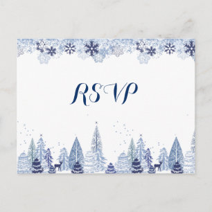 Elegante Watercolor Sneeuwvlokken Winter Bruiloft Briefkaart