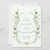 Elegante Watercolor Wilde Bloemen Trouwdag in Lich Save The Date (Voorkant)
