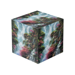 Elegante Waterval Groen Roze Flora Kubus