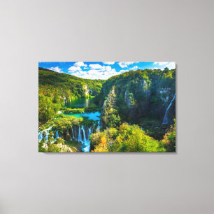 Elegante waterval landschap, Kroatië Canvas Afdruk