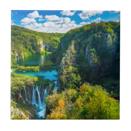 Elegante waterval landschap, Kroatië Tegeltje (Voorkant)