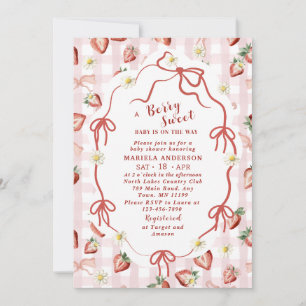 Elegante Waterverf Aardbei meisje Baby shower in Kaart