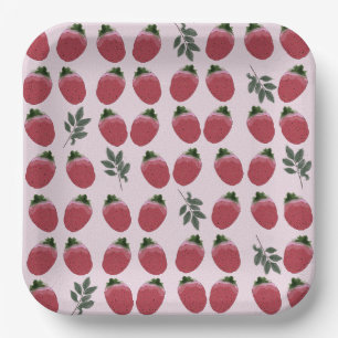 Elegante Waterverf Aardbei Verjaardag Papier Bord