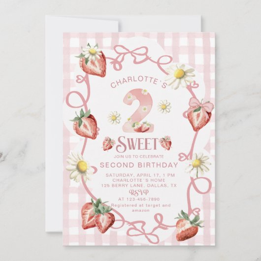 Elegante waterverf aardbeien biFlat Vakantie Kaart (Voorkant)