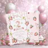 Elegante waterverf aardbeien biFlat Vakantie Kaart