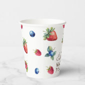 Elegante Waterverf Aardbeienbessenlief Verjaardag Papieren Bekers (Rechts)