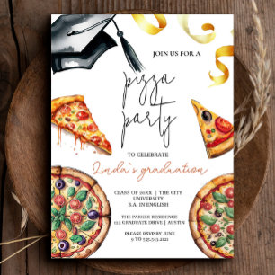 Elegante Waterverf Afstuderen Pizza Kaart