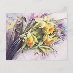 Elegante  Waterverf Art Yellow narcissen Briefkaart