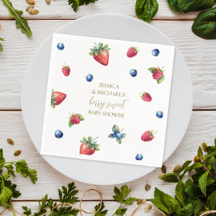Elegante Waterverf Berry Sweet Baby shower Servet