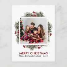 Elegante Waterverf Bessen Prettig Kerst Foto