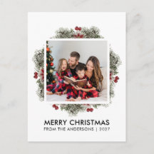 Elegante Waterverf Bessen Prettig Kerst Foto