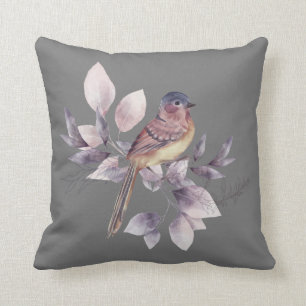 Elegante Waterverf Bird Grey Sierkussen
