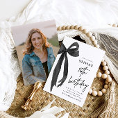 Elegante Waterverf Black Bow 16e verjaardagsfeest Kaart