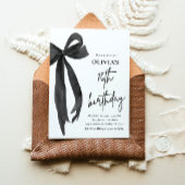 Elegante Waterverf Black Bow 16e verjaardagsfeest Kaart