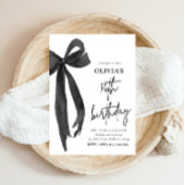 Elegante Waterverf Black Bow 16e verjaardagsfeest Kaart