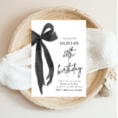 Elegante Waterverf Black Bow 20e verjaardagsfeest Kaart
