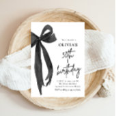 Elegante Waterverf Black Bow 30e verjaardagsfeest Kaart