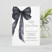 Elegante Waterverf Black Bow Graduation Party Kaart (Staand voorkant)