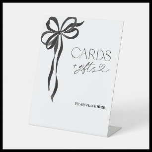 Elegante Waterverf Black Bow Kaarten en geschenken Reclamebord Met Voetstuk